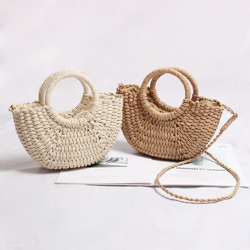 Mini Handmade Hollow Out Beach Bags Weaving Bamboo Bag Wood Top-handle Handbags Ladies Round Straw Bags Moon Shaped Wrapped Bags
Mini Handmade Hollow Out Beach Bags Weaving Bamboo Bag Wood Top-handle Handbags Ladies Round Straw Bags Moon Shaped Wrapped Bags
