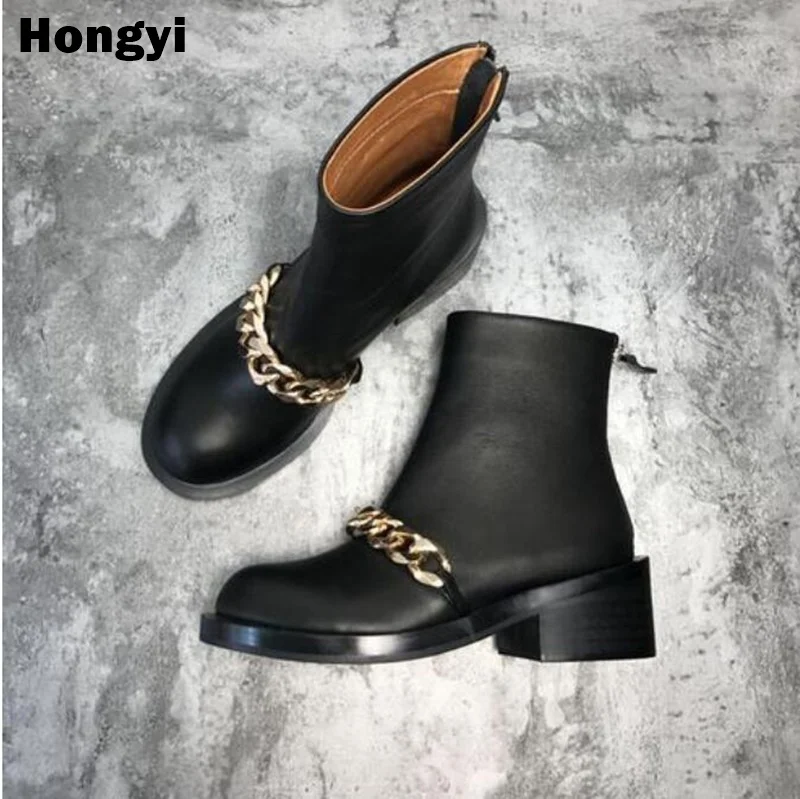 Basic Black Leather Ankle Boots Women Autumn Winter Martin Shoes Woman Low Heeled Chains Motorcycle Boots With Zipper
Basic Black Leather Ankle Boots Women Autumn Winter Martin Shoes Woman Low Heeled Chains Motorcycle Boots With Zipper