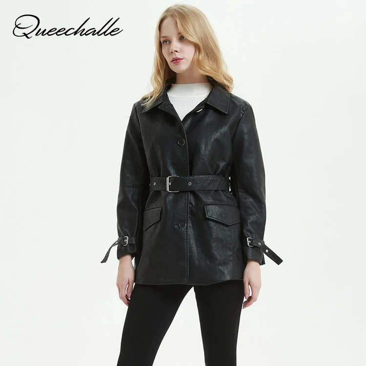 Queechalle 2021 Autumn Women's Jacket Coat Female Faux Soft PU Leather Jacket With Belt Turn-down Collar Loose Outerwear Black
Queechalle 2021 Autumn Women's Jacket Coat Female Faux Soft PU Leather Jacket With Belt Turn-down Collar Loose Outerwear Black