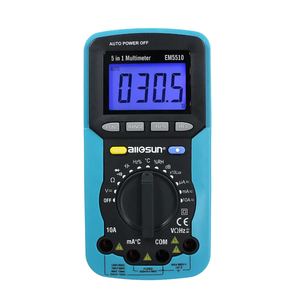 Цифровой мультиметр all sun EM5510 5 в 1 измеритель уровня звука и влажности с функцией
