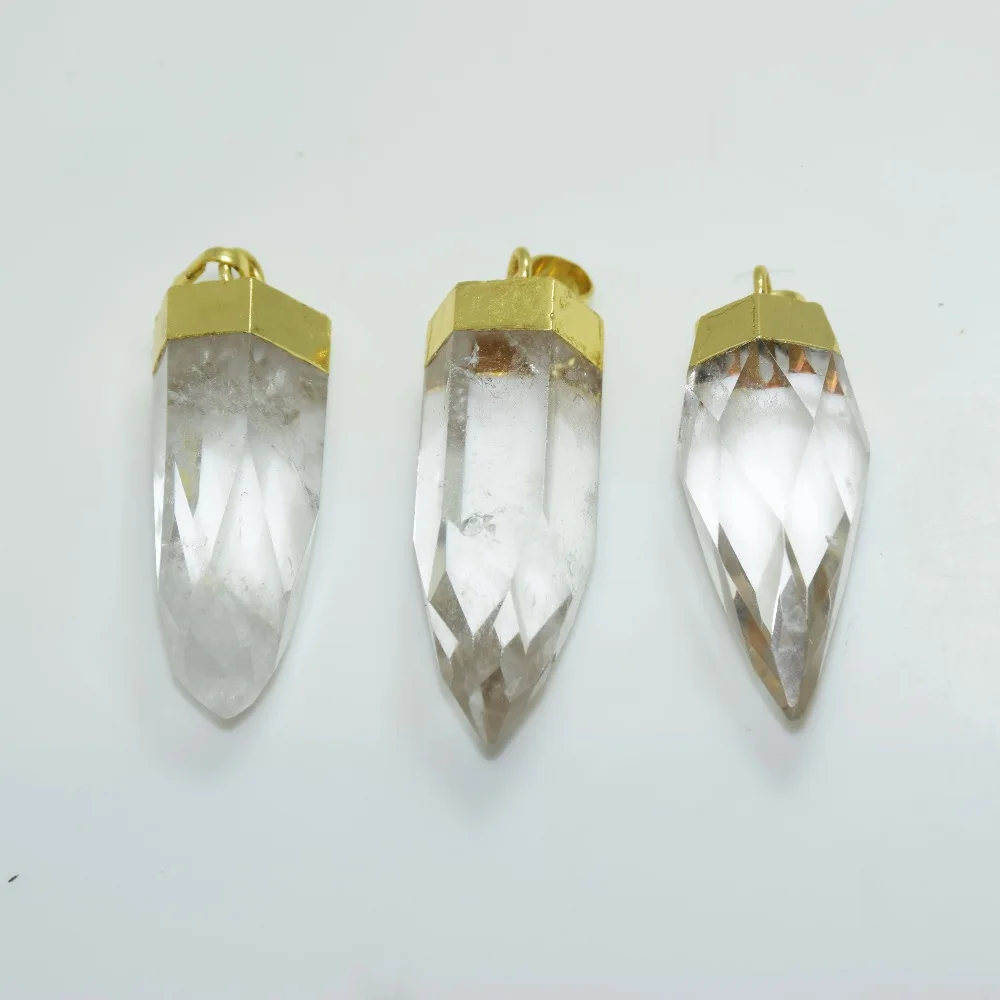 5pc Fashion Jewelry Natural Stone charm pendant for making Jewelry clear crystal quartz gold point bullet pendant for women gift
5pc Fashion Jewelry Natural Stone charm pendant for making Jewelry clear crystal quartz gold point bullet pendant for women gift