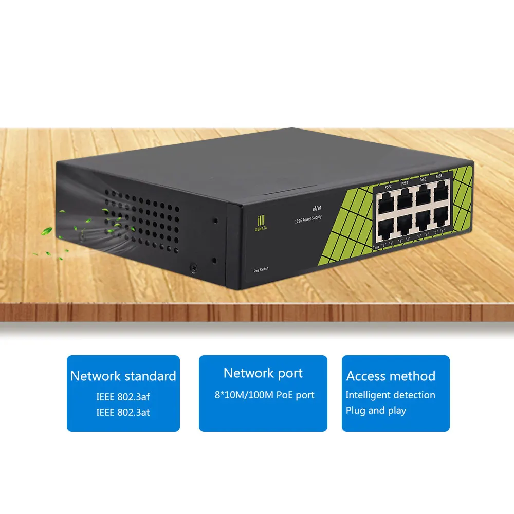 Фабрика 10/100Mpbs 8 Порт промышленный ethernet умная сеть POE переключатель для камеры