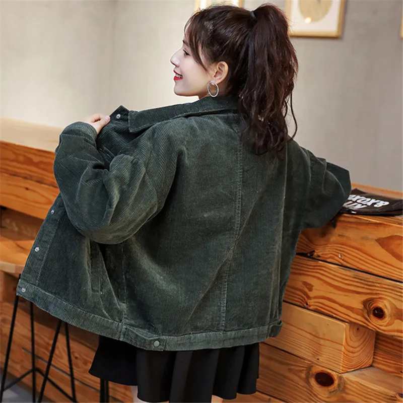 2019 Spring Cotton Corduroy Jacket Coat Women Korean Casual Long Sleeve Single Breasted Jacket Fashion Jacket Windbreaker Female
2019 Spring Cotton Corduroy Jacket Coat Women Korean Casual Long Sleeve Single Breasted Jacket Fashion Jacket Windbreaker Female