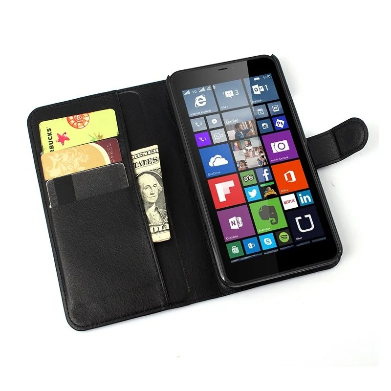 Dulcii чехол для microsoft Lumia 640 XL с двумя sim-картами Nokia LTE сумка личи кошелек мобильного