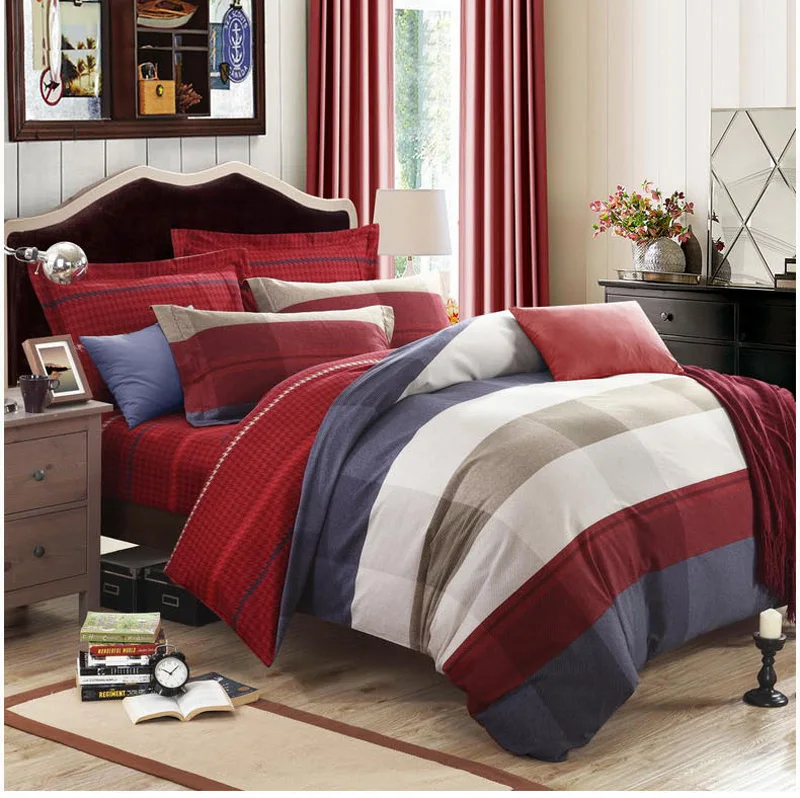 Red White 100% Cotton Sanding Stripes Plaid Printed Bedding Set kid adults Bed Sheet set Duvet Cover Pillowcase Queen King 4pcs
Red White 100% Cotton Sanding Stripes Plaid Printed Bedding Set kid adults Bed Sheet set Duvet Cover Pillowcase Queen King 4pcs