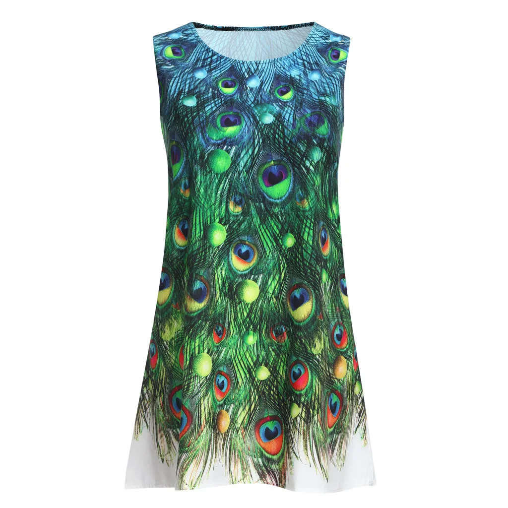 2019 Women's Summer Bohemian Sleeveless Peacock Print Casual Beach Retro Fashion Short Mini Dress 3.13
2019 Women's Summer Bohemian Sleeveless Peacock Print Casual Beach Retro Fashion Short Mini Dress 3.13