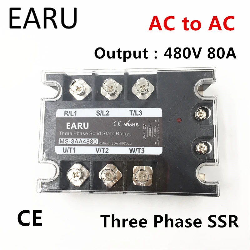TSR-80AA SSR-80AA Three Phase Solid State Relay AC90-280V Input Control AC 30~480V Output Load 80A 3 Phase SSR High Power AA4880
TSR-80AA SSR-80AA Three Phase Solid State Relay AC90-280V Input Control AC 30~480V Output Load 80A 3 Phase SSR High Power AA4880