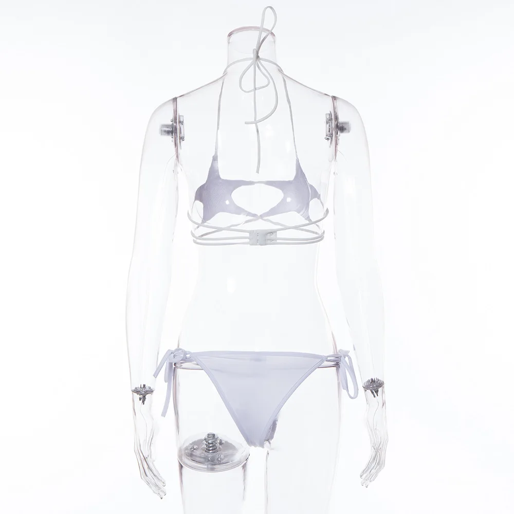 Women's Bikini Set 2 Piece Casual Vacation Carnival Clothing Beach Bikini Halter Sling Colorful Diamond Sexy