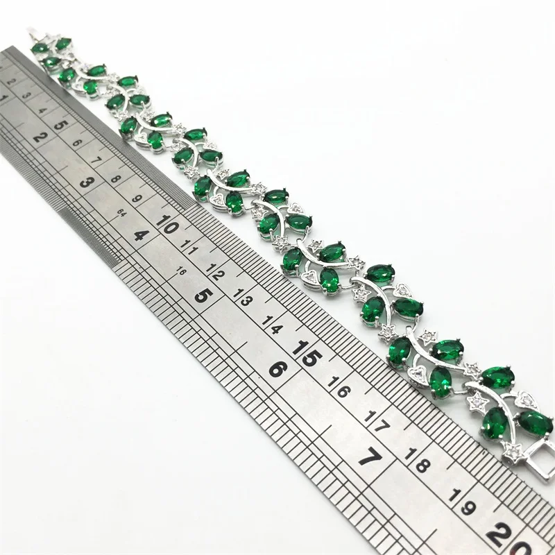 New Style Tree Leaf Sterling Silver Chain Bracelet & Women Green Garnet White color Zircon Jewelry 8INCH 20CM Free shipping
New Style Tree Leaf Sterling Silver Chain Bracelet & Women Green Garnet White color Zircon Jewelry 8INCH 20CM Free shipping