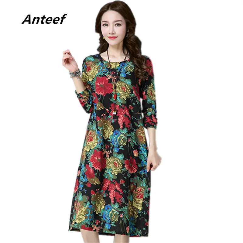 long sleeve cotton linen vintage floral dresses for women casual loose autumn spring elegant dress clothes 2021
long sleeve cotton linen vintage floral dresses for women casual loose autumn spring elegant dress clothes 2021
