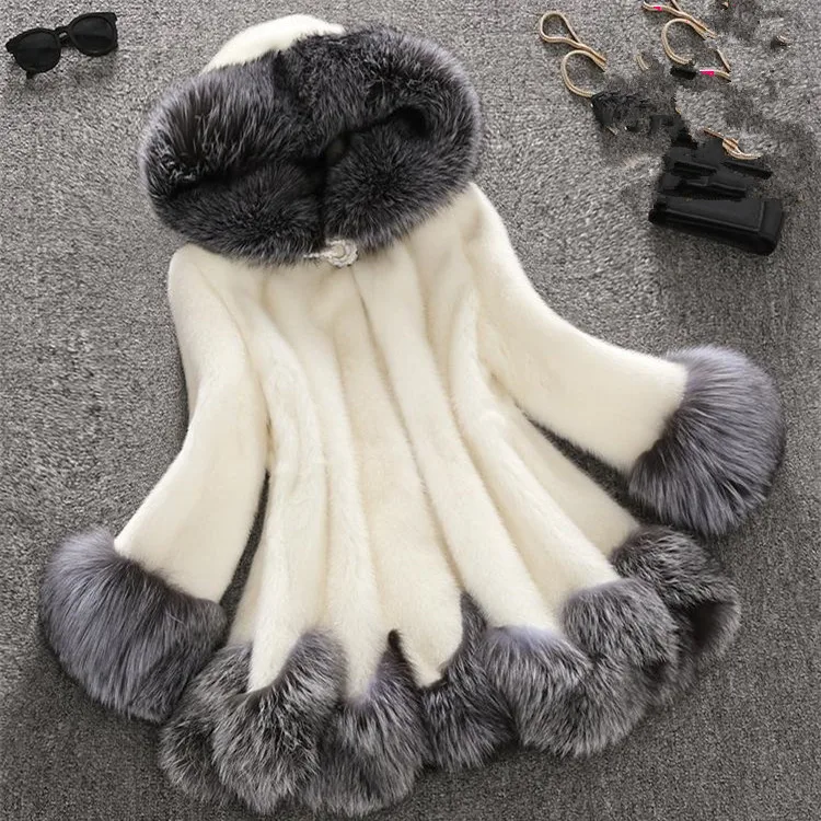Женское зимнее пальто с искусственным мехом капюшоном|imitation fur coat|fur coatfur coat women |