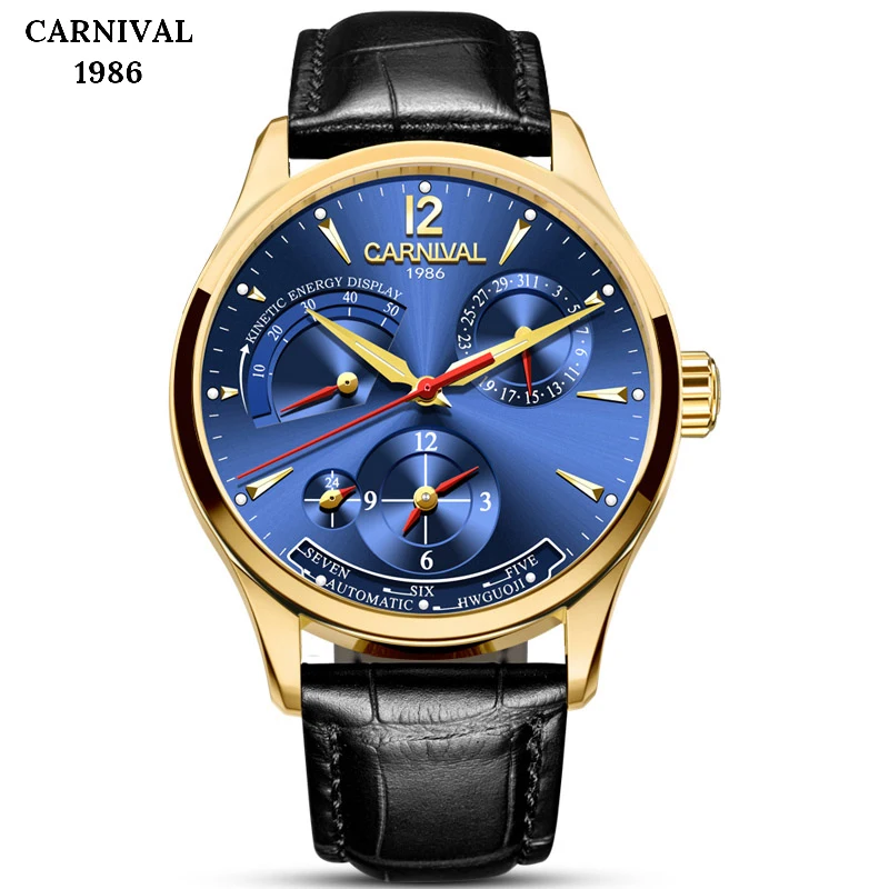 CARNIVAL Kinetic Energy Display Mens Watches Top Brand Luxury Automatic Mechanical Men Watch Leather Waterproof Sport Male Clock
CARNIVAL Kinetic Energy Display Mens Watches Top Brand Luxury Automatic Mechanical Men Watch Leather Waterproof Sport Male Clock