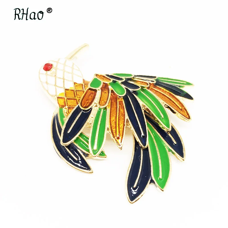 color Flying Birds Brooches Enamel White Head Green yellow Feather animal birds brooch pins for women girls lady jewelry | Украшения и