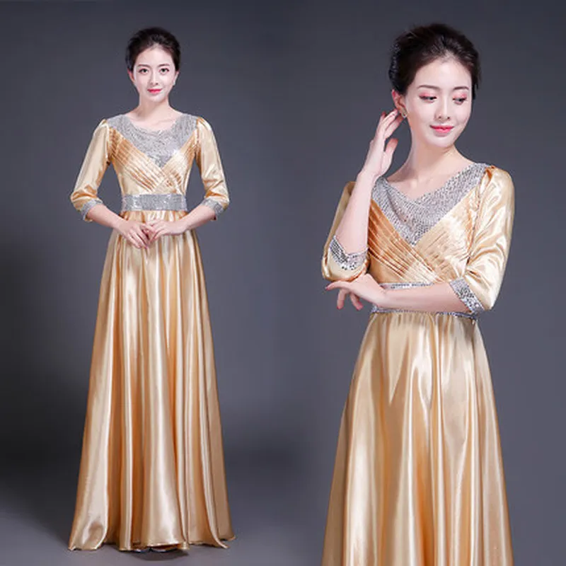 2019 New adult high-end atmospheric women's Seven-quarter sleeve dress Slim chorus group stage performance host sequin clothing
2019 New adult high-end atmospheric women's Seven-quarter sleeve dress Slim chorus group stage performance host sequin clothing