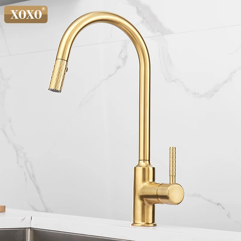 Kitchen Faucet Pull Out Cold and Hot Brushed gold torneira cozinha Black Single holder Single hole sink faucet mixer 1346
Kitchen Faucet Pull Out Cold and Hot Brushed gold torneira cozinha Black Single holder Single hole sink faucet mixer 1346