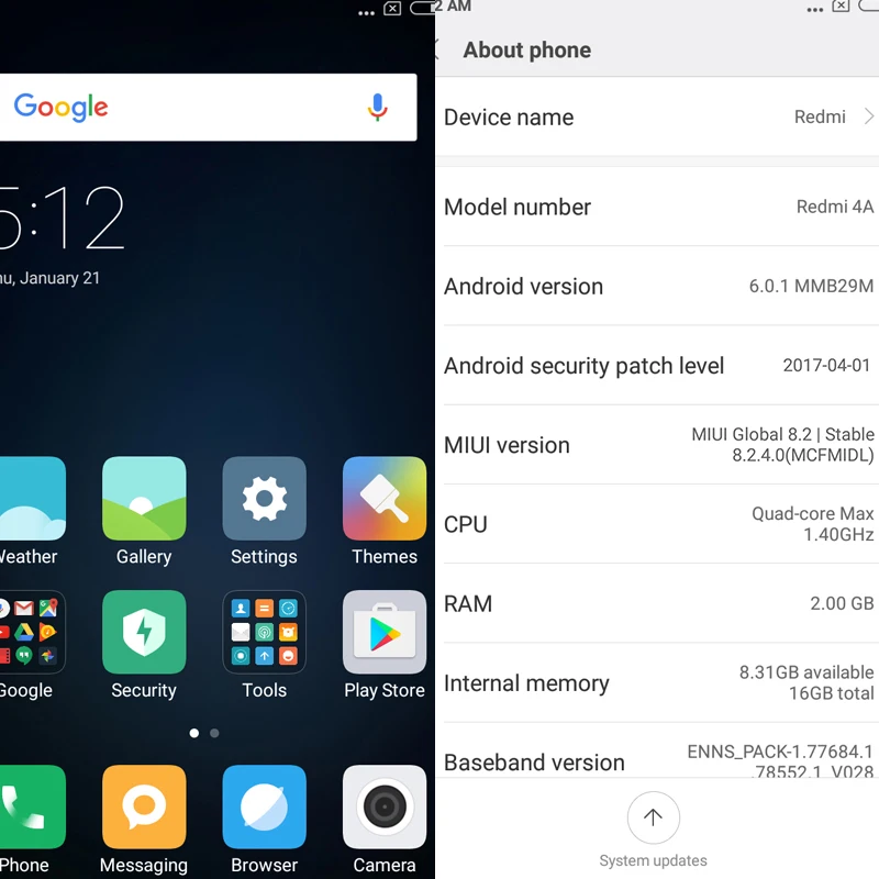 Оригинальный Xiaomi Redmi 4A 4 2 ГБ Оперативная память 16 Встроенная мобильного телефона 5