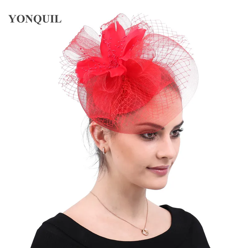 Feather Flower Mesh Red Fascinator Hats Headband Lady Elegant Wedding Headwear Party Cocktail Hats Bride Chic Hair Accessories
Feather Flower Mesh Red Fascinator Hats Headband Lady Elegant Wedding Headwear Party Cocktail Hats Bride Chic Hair Accessories