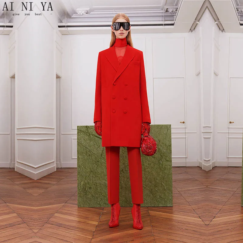 Red Suits Women Office Business Long Coat Winter Work Wear 2 Piece Sets Office Uniform Styles Slim Ladies Elegant Pant Suits
Red Suits Women Office Business Long Coat Winter Work Wear 2 Piece Sets Office Uniform Styles Slim Ladies Elegant Pant Suits