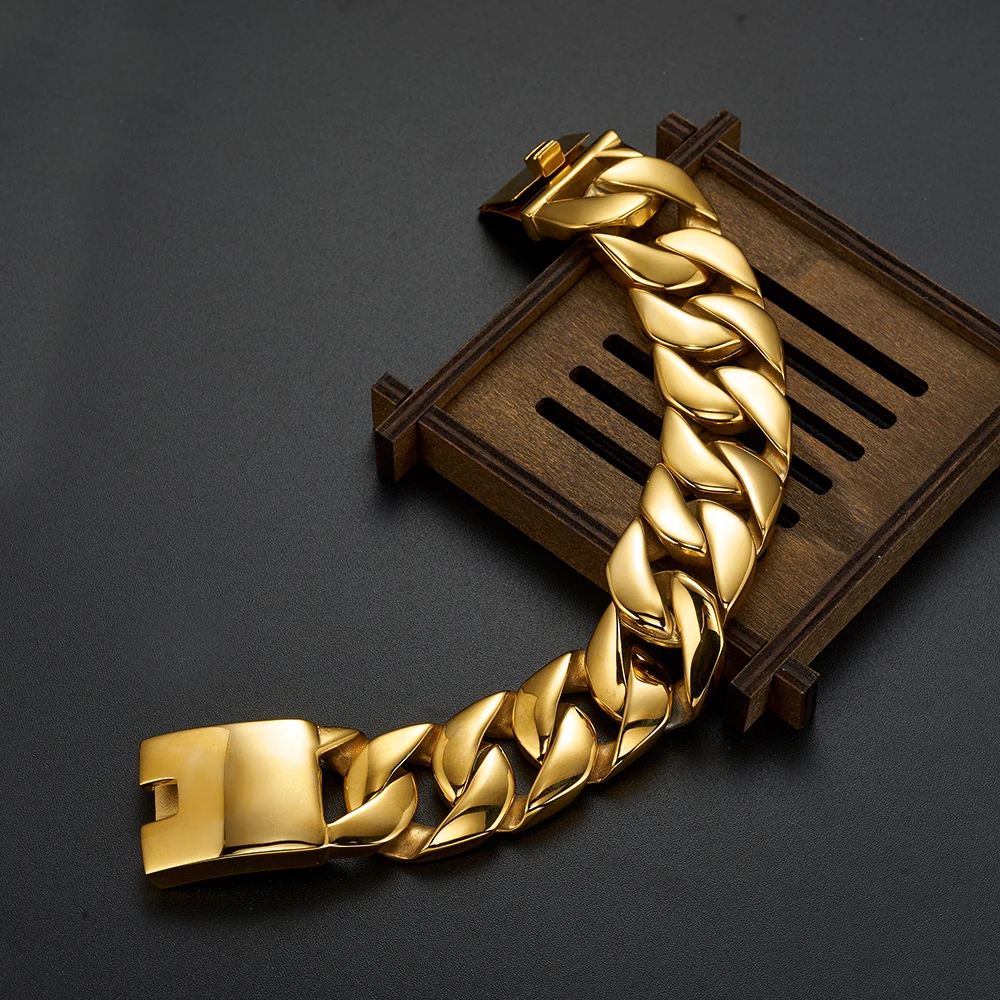Luxury Golden Gold Color Chunky Chain Man Bracelet Miami Cuban Curb Chain Mens Bracelets For Men Indian Jewelry Gifts
Luxury Golden Gold Color Chunky Chain Man Bracelet Miami Cuban Curb Chain Mens Bracelets For Men Indian Jewelry Gifts