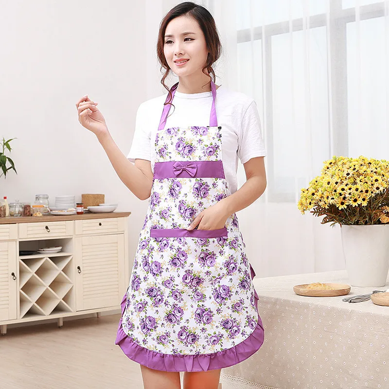 1Pcs Bowknot Flower Pattern Apron Woman Adult Bibs Home Cooking Baking Coffee Shop Cleaning Aprons Kitchen Accessories 46002|apron women|patterns