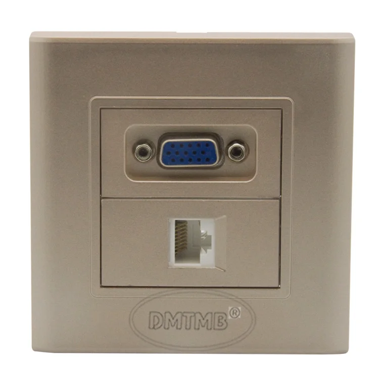 VGA RJ45 настенная пластина с задним винтовым соединением и корпусом золотой
