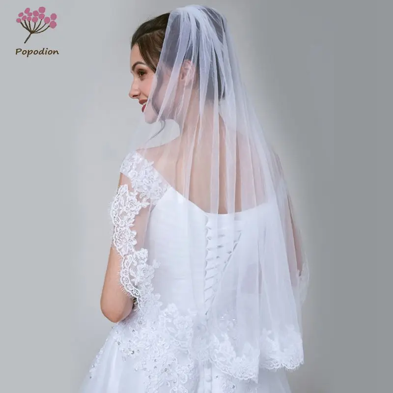 Popodion simple wedding veil applique bridal veil wedding accessories voile mariage welon WAS10128
Popodion simple wedding veil applique bridal veil wedding accessories voile mariage welon WAS10128