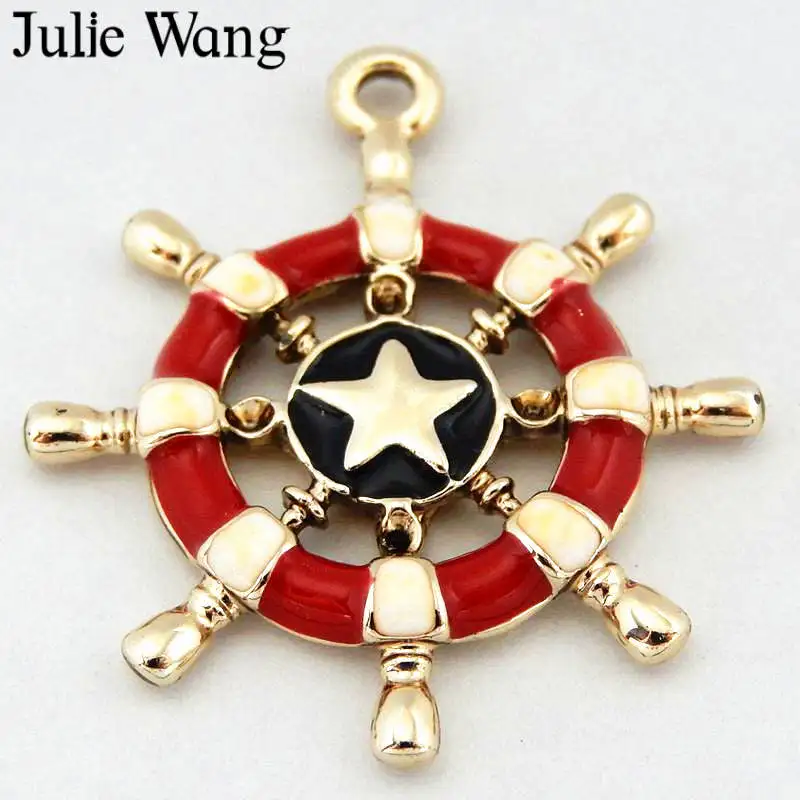 Julie Wang 8PCS Enamel Red White Rudder Alloy Charms Pendants Finding Earrings Necklace Handcrafts Jewelry Making Accessory
Julie Wang 8PCS Enamel Red White Rudder Alloy Charms Pendants Finding Earrings Necklace Handcrafts Jewelry Making Accessory