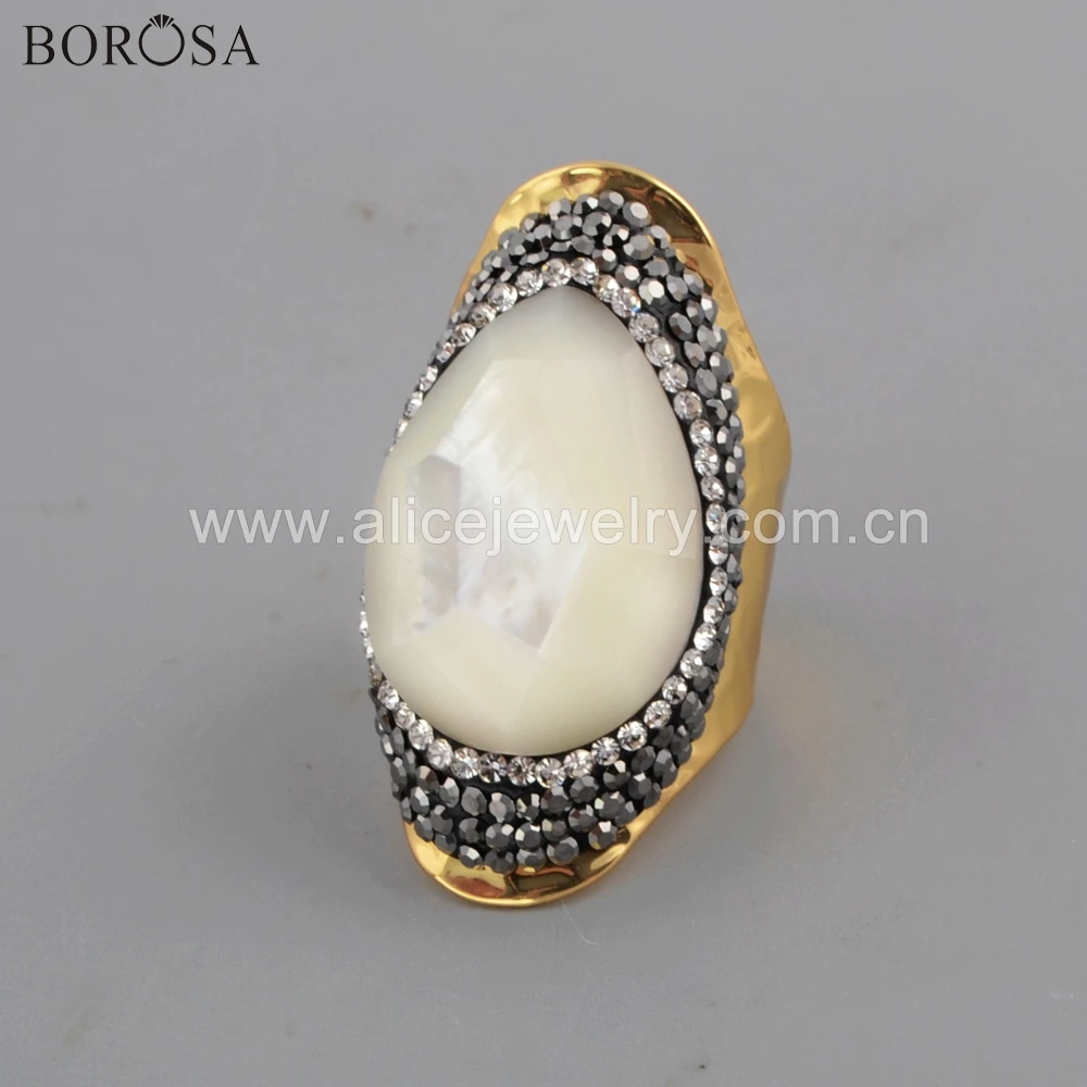 BOROSA 5PCS Sparkling Teardrop Gold/Silver Color Rhinestone Pave Faceted Natural White Shell Bang Ring Fashion Jewelry JAB959
BOROSA 5PCS Sparkling Teardrop Gold/Silver Color Rhinestone Pave Faceted Natural White Shell Bang Ring Fashion Jewelry JAB959