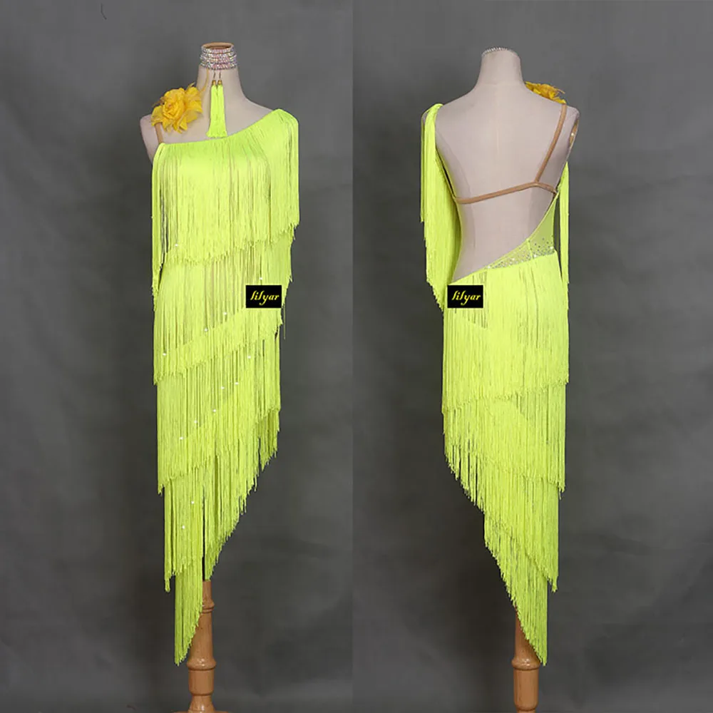 Fashion Latin Dancing Dresses For Ladies Yellow Tassel Clothes Traditional Women Ballroom Competitive Theatrical Garments E010
Fashion Latin Dancing Dresses For Ladies Yellow Tassel Clothes Traditional Women Ballroom Competitive Theatrical Garments E010
