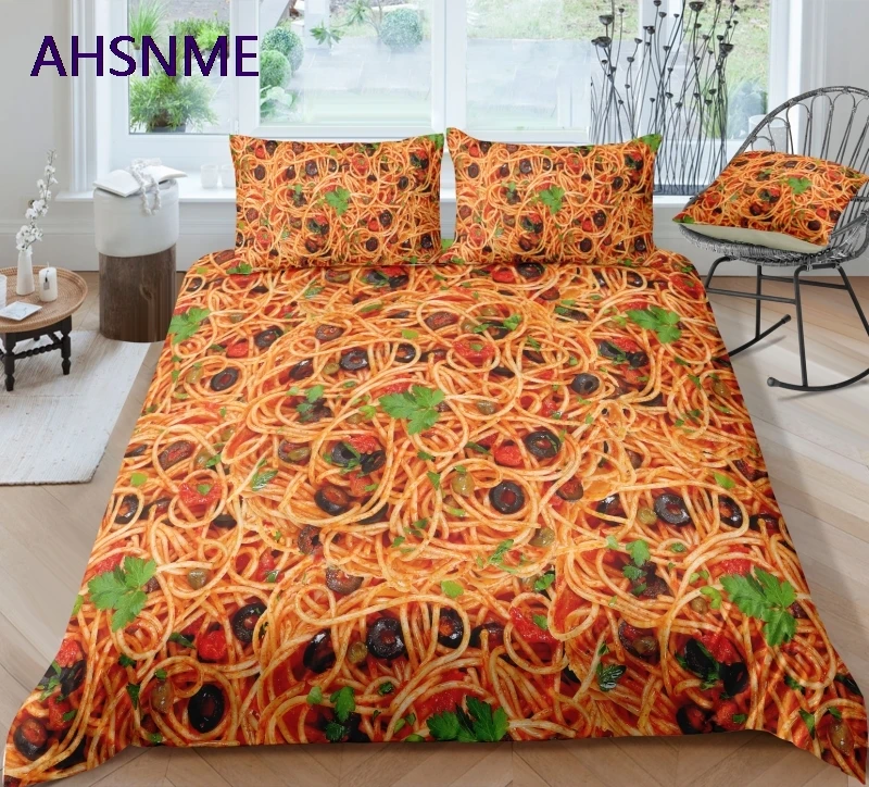 AHSNME High Definition 3D Pattern Food Set Cover Set Polyester Pepper Spaghetti Bedding Set Super King Queen Twin Size Bed Set
AHSNME High Definition 3D Pattern Food Set Cover Set Polyester Pepper Spaghetti Bedding Set Super King Queen Twin Size Bed Set