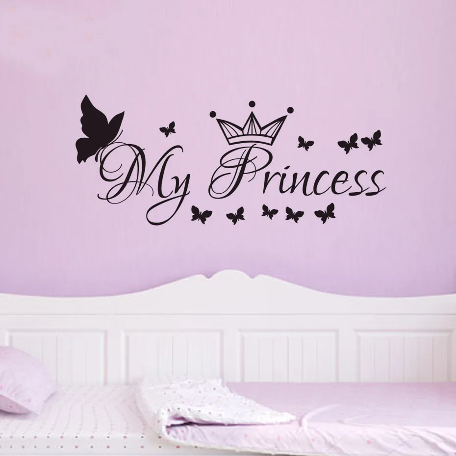 

ZOOYOO моя принцесса бабочки корона наклейка на стену домашний декор съемные виниловые художественные фрески питомника детская комната насте...