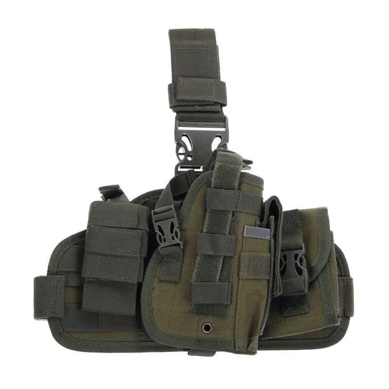 

600D Molle QD Versatile Drop Leg Holster Bag Tactical Molle Universal Holsters W/ Utility Pouch Green Black Tan ACU CP