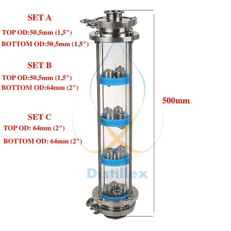 NEW SS304 bubble plates Distillation Column with 4 section for distillation Glass column
NEW SS304 bubble plates Distillation Column with 4 section for distillation Glass column
