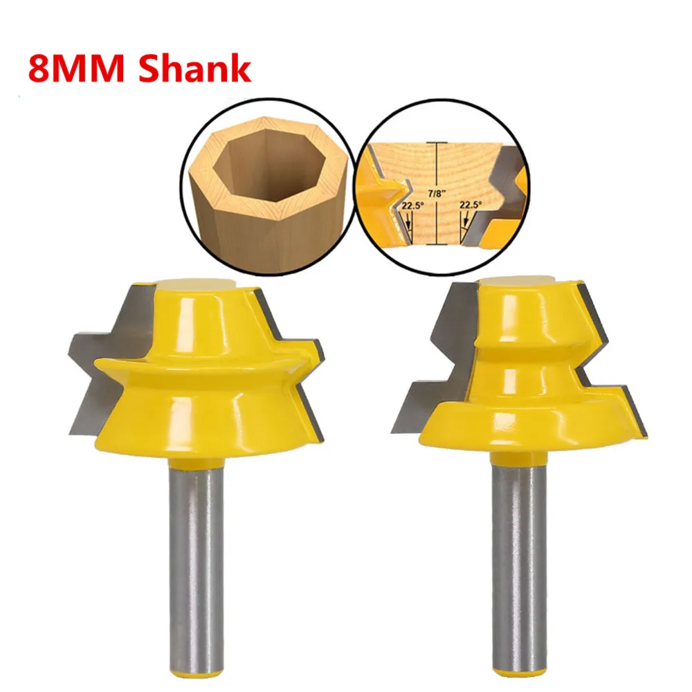 2Pcs Lock Miter Router Bits 8mm Shank 22.5 Degree Glue Joinery Router Bit Set Tenon Cutter for Woodworking Tools HT57
2Pcs Lock Miter Router Bits 8mm Shank 22.5 Degree Glue Joinery Router Bit Set Tenon Cutter for Woodworking Tools HT57