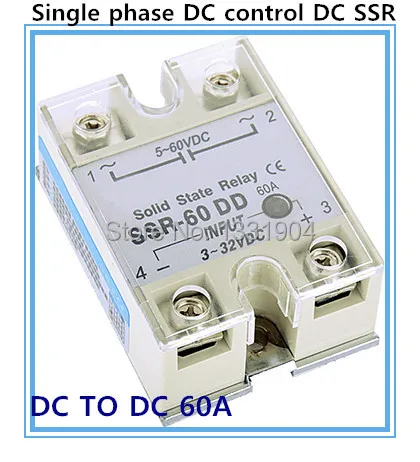 Free shipping 5pcs/lot Single phase solid state relay DC control DC SSR-60DD 60A SSR relay input 5-60V DC output 3-32V DC
Free shipping 5pcs/lot Single phase solid state relay DC control DC SSR-60DD 60A SSR relay input 5-60V DC output 3-32V DC