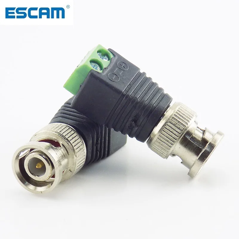 ESCAM 2x коаксиальный CAT5 BNC Штекерный разъем адаптер постоянного тока балуновый для