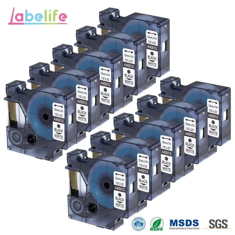 Кассета Labelife, 10 упаковок, 45013 сменная, для принтера DYMO D1 S0720530, 12 мм, черного и белого цветов
Кассета Labelife, 10 упаковок, 45013 сменная, для принтера DYMO D1 S0720530, 12 мм, черного и белого цветов