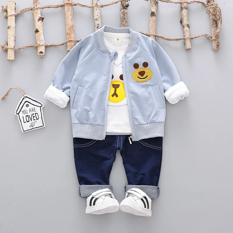 Baby Boy Clothing Set Cotton Spring Autumn Coat + Pants + T-Shirt 3 Pcs Children Outerwear Kids Clothes Suit Newborn Outfit 1-4
Baby Boy Clothing Set Cotton Spring Autumn Coat + Pants + T-Shirt 3 Pcs Children Outerwear Kids Clothes Suit Newborn Outfit 1-4