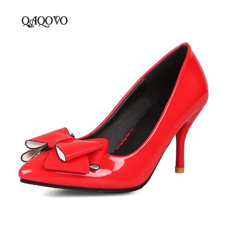 2019 New Women Shoes Bow Knot High Heels Fashion Patent Leather Thin High Heels Pumps Slip On Pointed Party Dress Shoes Female
2019 New Women Shoes Bow Knot High Heels Fashion Patent Leather Thin High Heels Pumps Slip On Pointed Party Dress Shoes Female