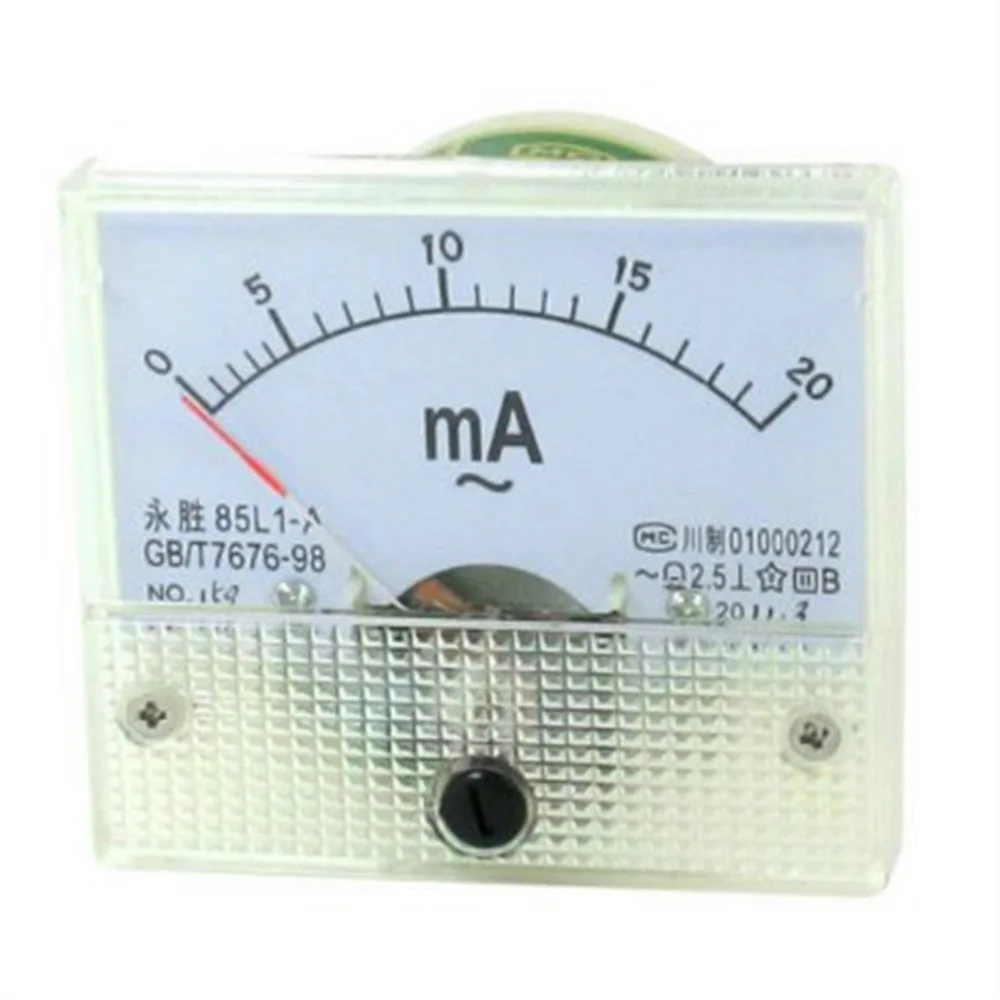 1 PC Class 2.5 85L1-A AC 0-20mA Rectangle Analog Ampere Meter Ammeter