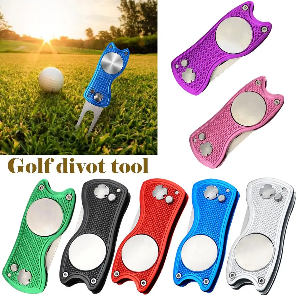 Golf Divot Tool Folding Golf Turf Tool with Pop Up Button and Magnetic Ball Maker
Golf Divot Tool Folding Golf Turf Tool with Pop Up Button and Magnetic Ball Maker