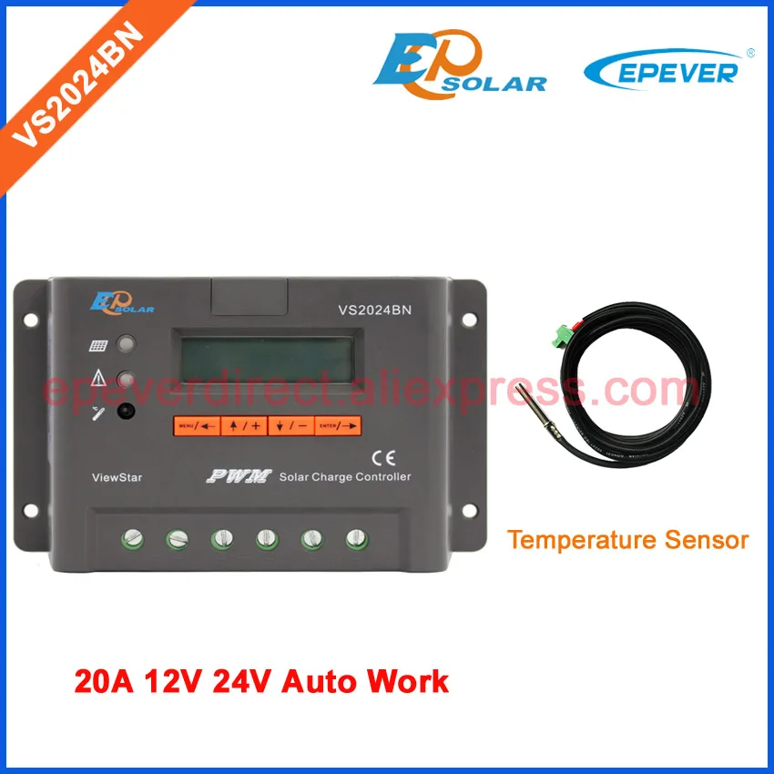 EPEVER Solar charging controller with temperature sensor VS2024BN EPSolar PWM controller 20A 12V 24V Auto Work
EPEVER Solar charging controller with temperature sensor VS2024BN EPSolar PWM controller 20A 12V 24V Auto Work