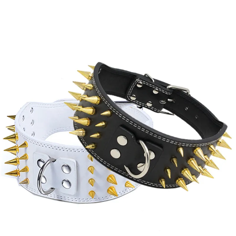 Domineering Pu Leather Spike Studded Dog Collar Four Row Gold Spike for Big Dog Pet Collar Pet Accessories (color:black,white)
Domineering Pu Leather Spike Studded Dog Collar Four Row Gold Spike for Big Dog Pet Collar Pet Accessories (color:black,white)