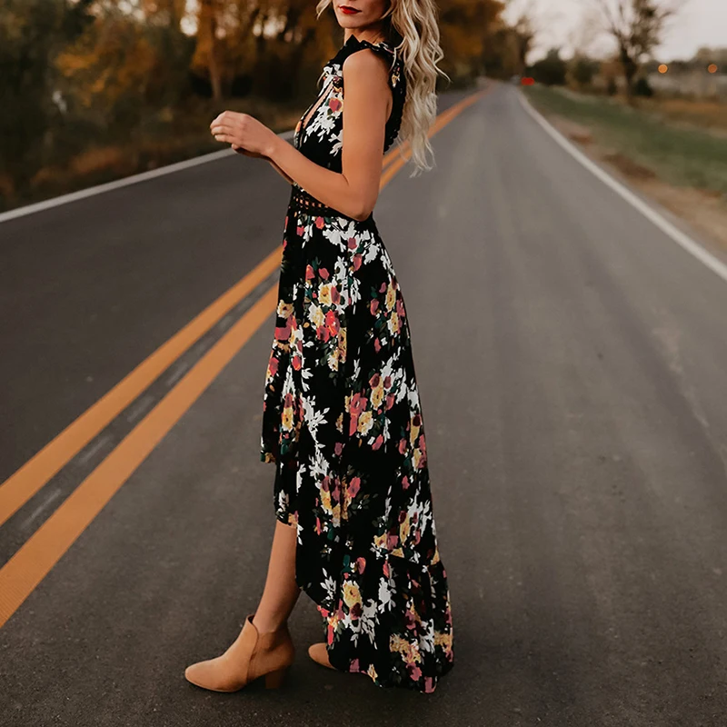 2019 Summer boho backless irregular dress Women floral printed long maxi dress Vintage sexy v neck bohemian dresses vestidos
2019 Summer boho backless irregular dress Women floral printed long maxi dress Vintage sexy v neck bohemian dresses vestidos