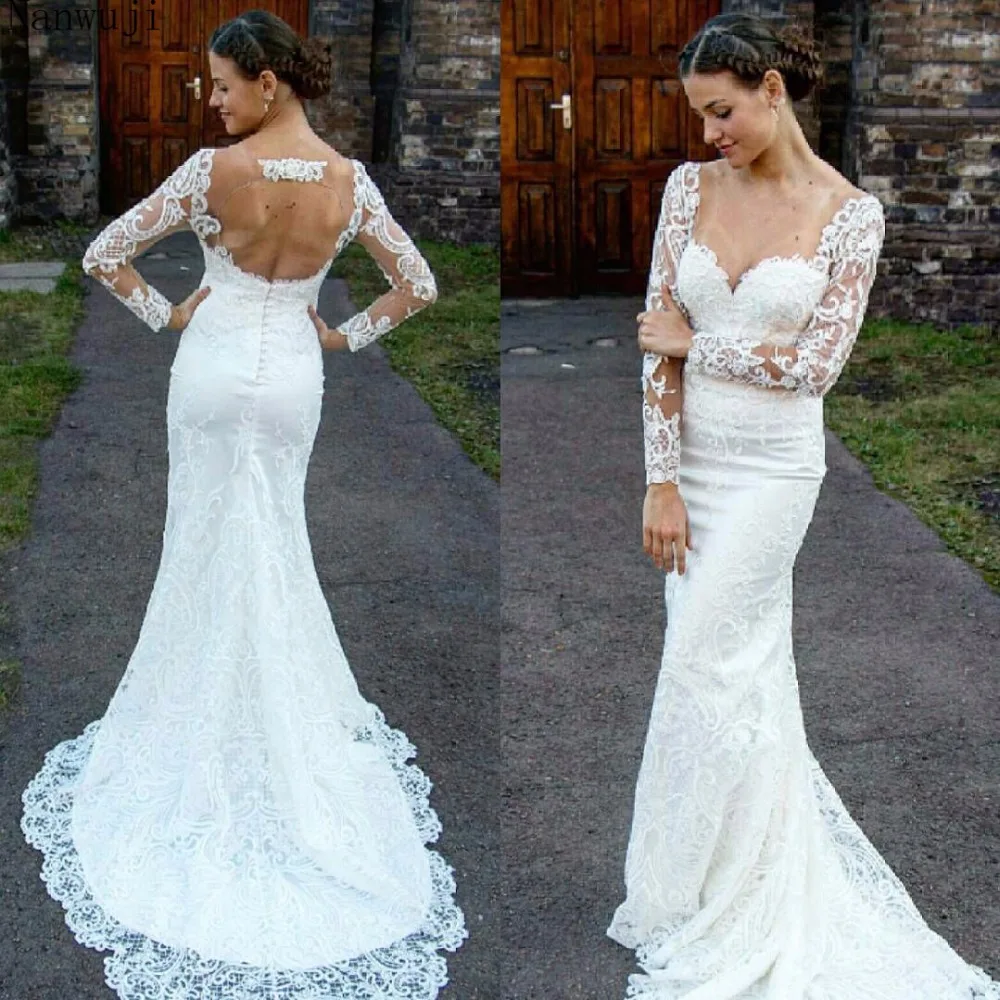 Beach Wedding Dress Backless With Long Sleeve Illusion V-Neckline Lace Appliques Flowy Tulle Summer Dresses Bridal Gowns
Beach Wedding Dress Backless With Long Sleeve Illusion V-Neckline Lace Appliques Flowy Tulle Summer Dresses Bridal Gowns