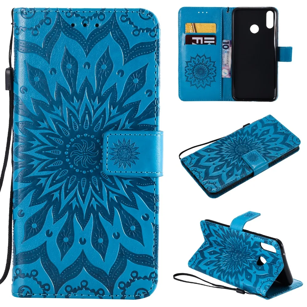 Кожаный чехол Fundas Capa для Huawei Y9 2018 2019 чехол-книжка с бумажником и магнитной