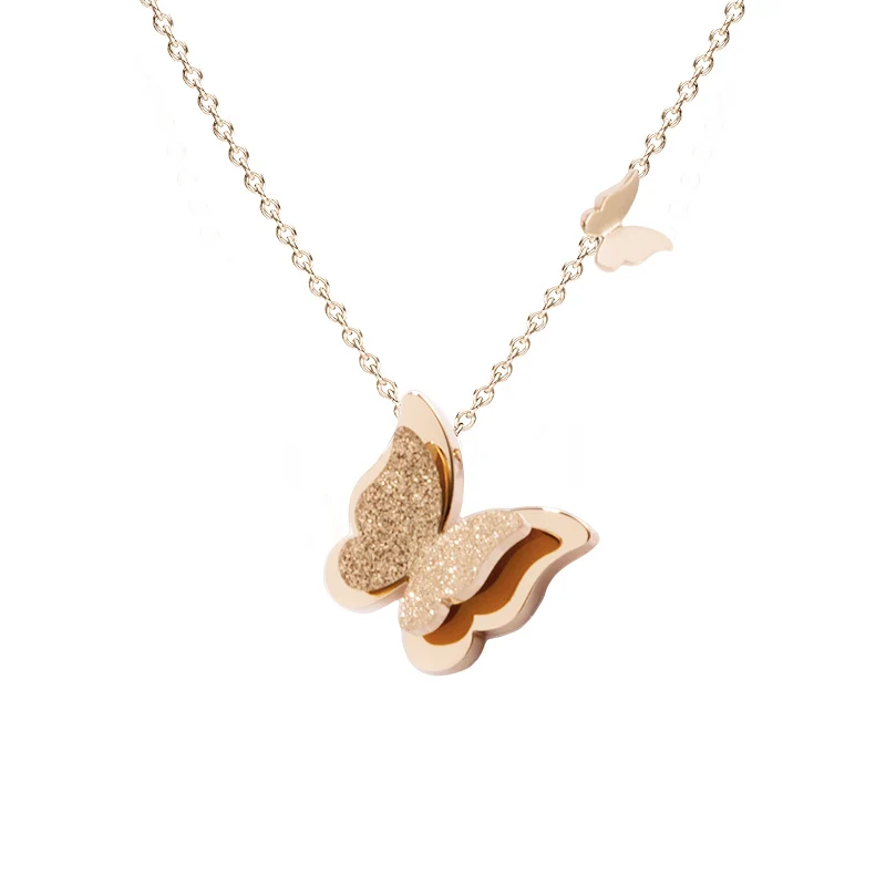 Fashion vintage rose gold color titanium steel butterfly necklace dull polish Statement necklace for women
Fashion vintage rose gold color titanium steel butterfly necklace dull polish Statement necklace for women