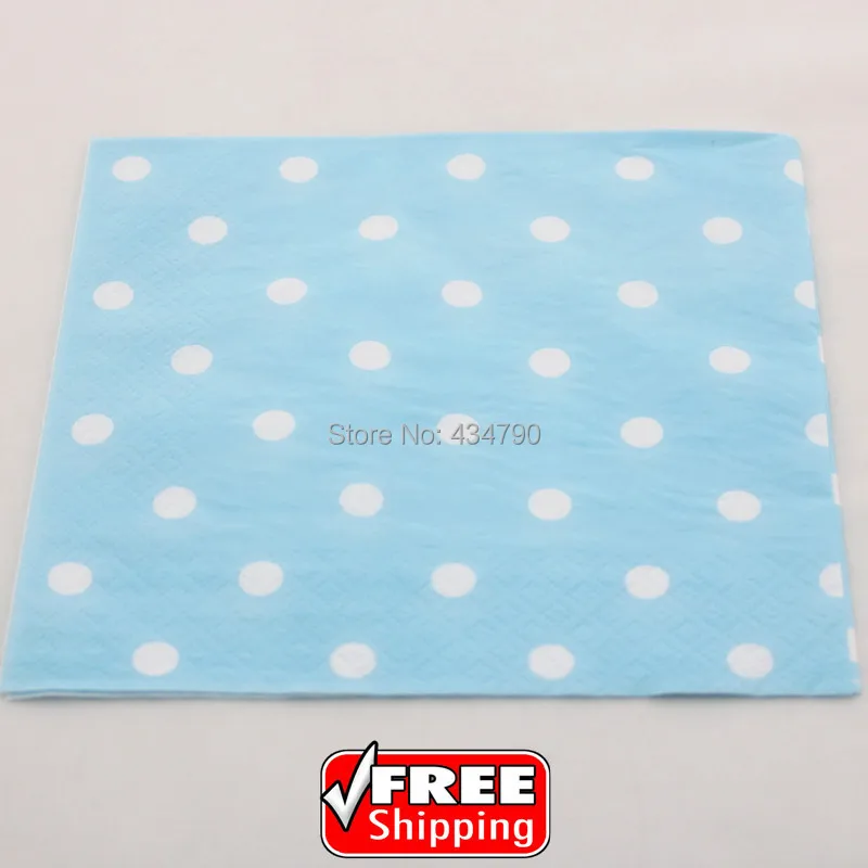 

60pcs Blue Paper Napkins White Polka Dot ,Cheap Wedding Cocktail Birthday Serviettes Party Supplies,Tableware-Choose Your Colors