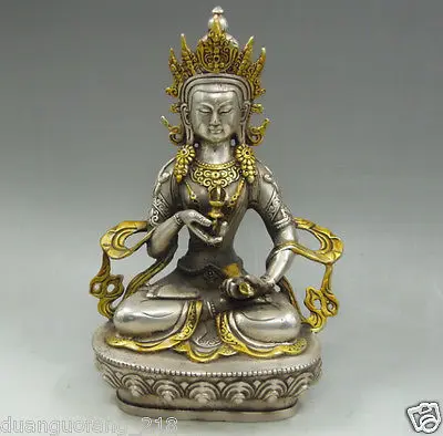 Elaborate Chinese Collection old Tibetan silver Vajrasattva Dorje Buddha Auspicious Statue
Elaborate Chinese Collection old Tibetan silver Vajrasattva Dorje Buddha Auspicious Statue
