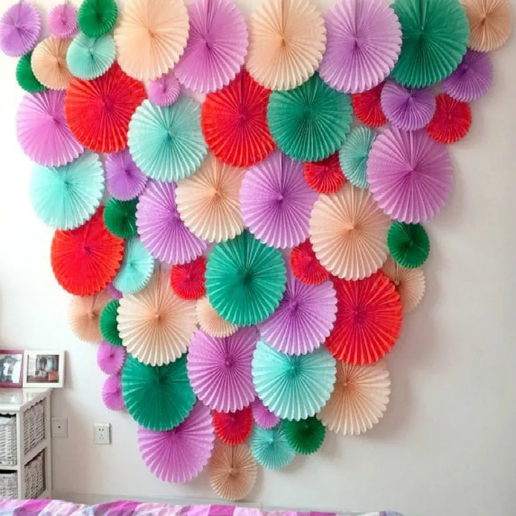 12 ''(30 см) веера из папиросной бумаги Pinwheels подвесная Цветочная бумага для